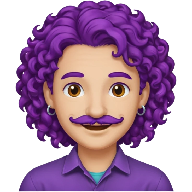 mustached curly purple haired earringed emoji
