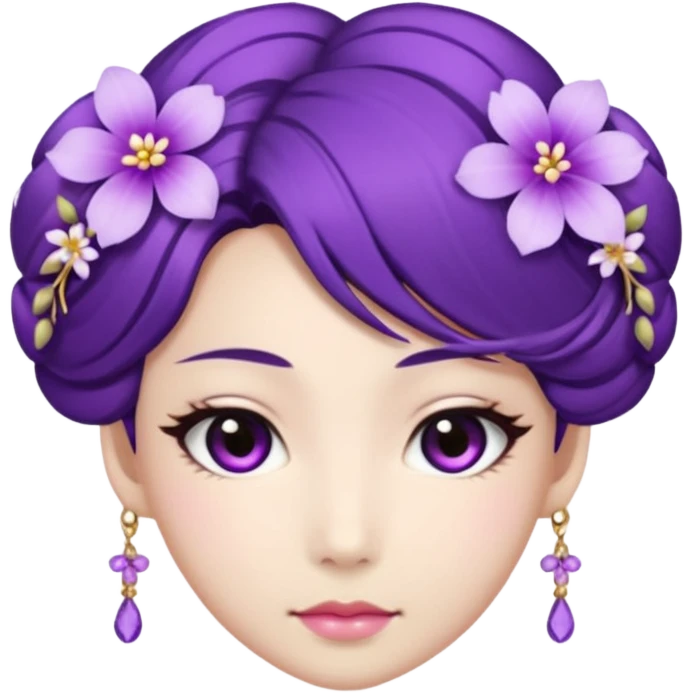 Japanese Princess with floral hairpin, purple emoji