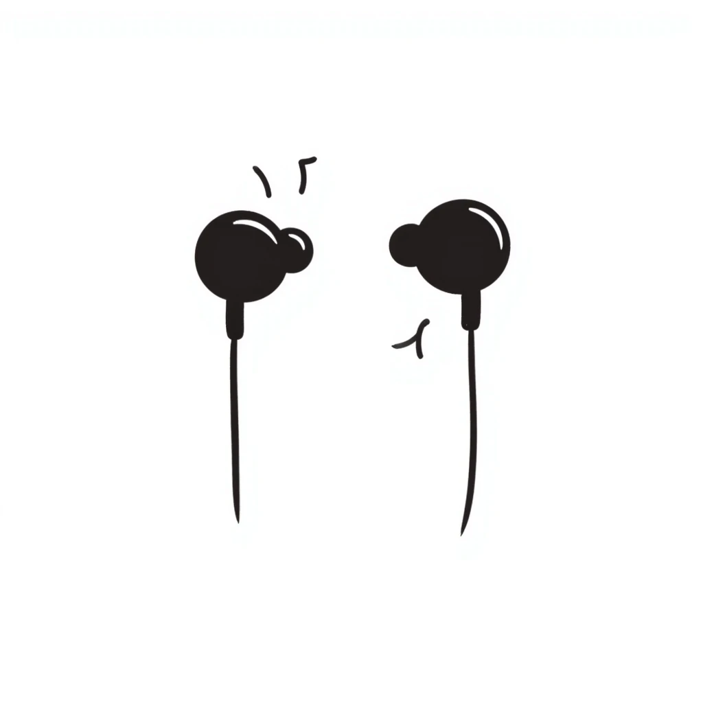 earphones hand drawn doodle style emoji