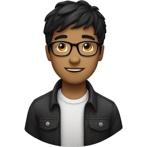 A young guy with glasses with black hair emoji