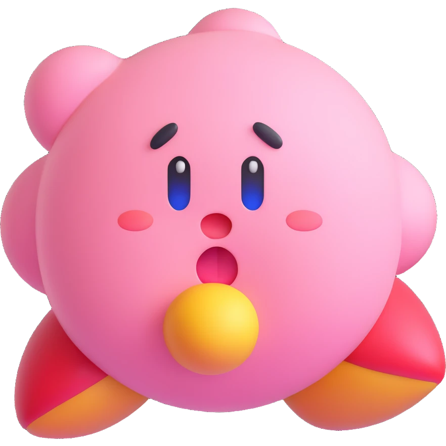 Kirby inhaling, cheeks puffed out, simple background emoji