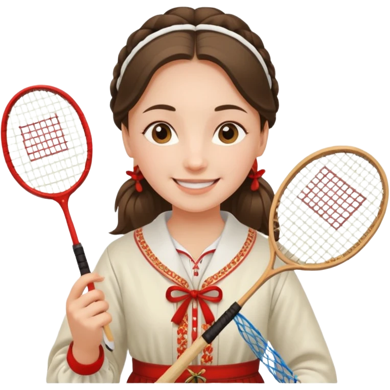 ancient russia girl with 1 badminton racket emoji
