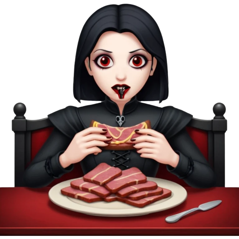 goth vampires with a SPAM meat dinner emoji