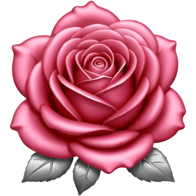 A rose emoji made of liquid silver metal minimalistic iOS emoji style, centered, emoji
