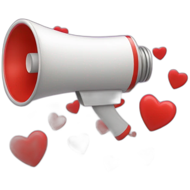 megaphone with hearts coming oit emoji
