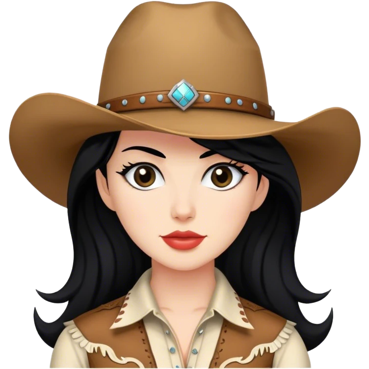 A women with black hair dress like a cowgirl  emoji