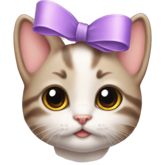 cute kitten a bow on its head emoji