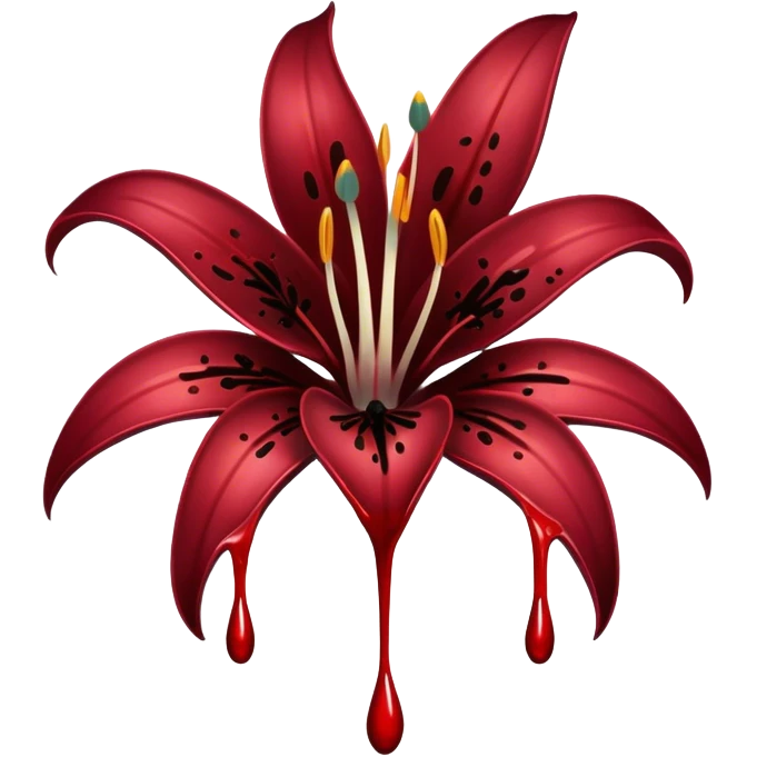 Black lily with blood drips emoji