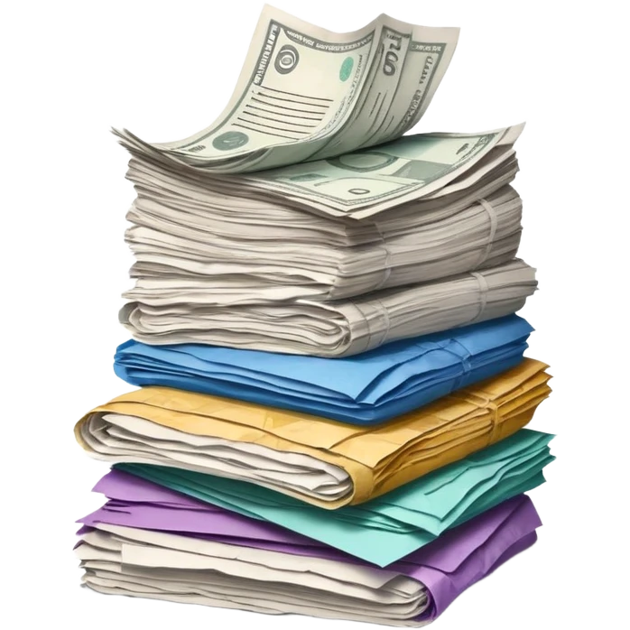 Stack of bills and receipts, representing expenses emoji