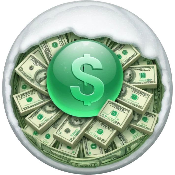 Snow ball with dollar bills  emoji
