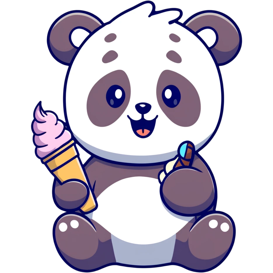 Panda eating ice cream emoji