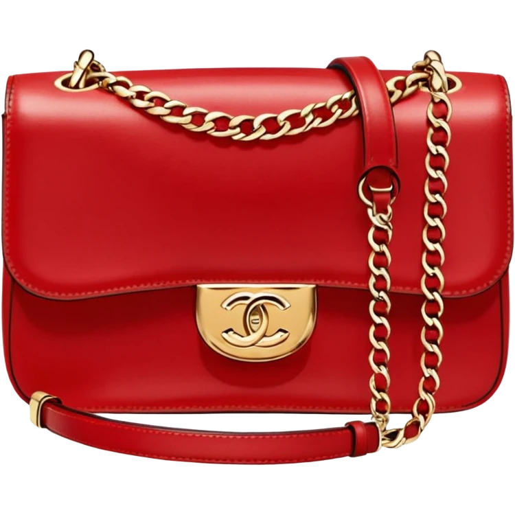 chanel bright red color bag gold hardware emoji