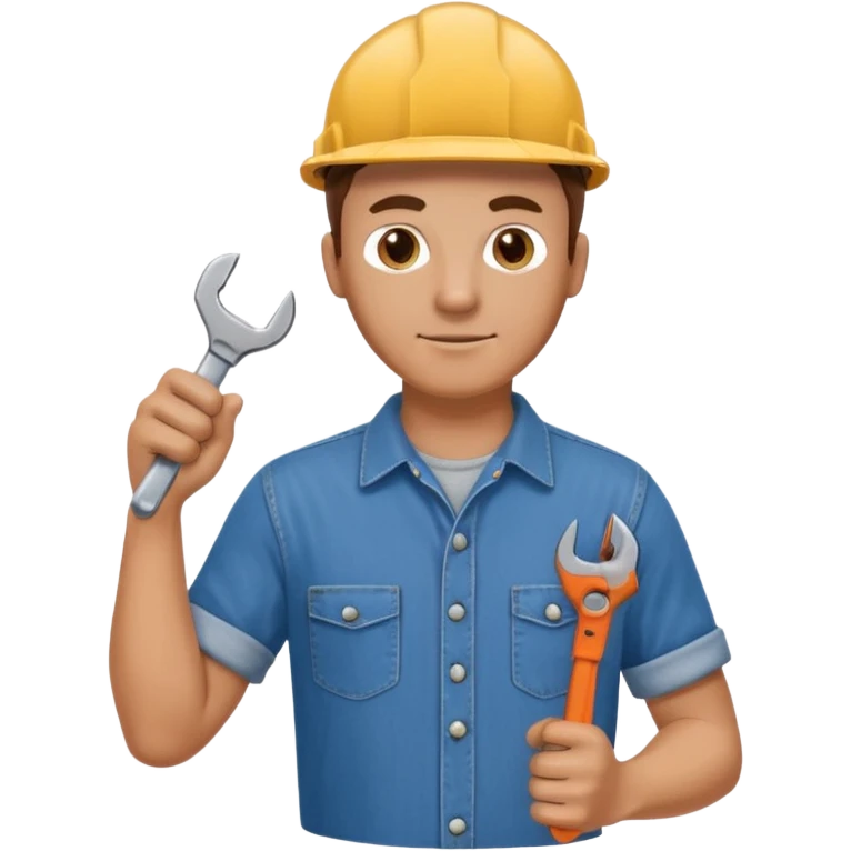 a handyman holding a wrench in this right hand emoji