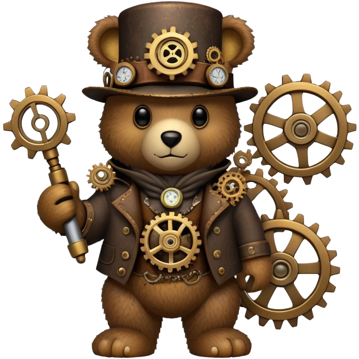 Steampunk Freddy bear with gears and brass emoji