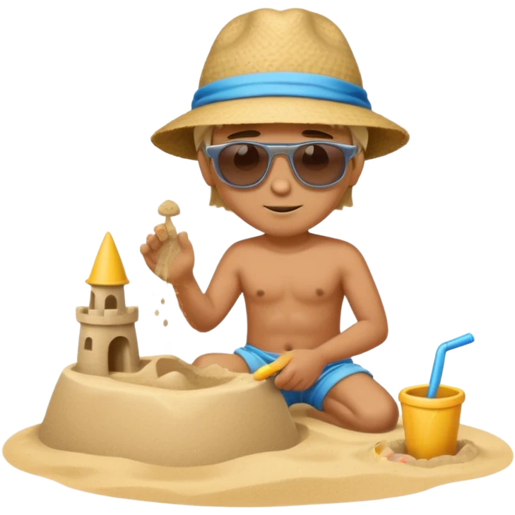 Man building sand castle emoji