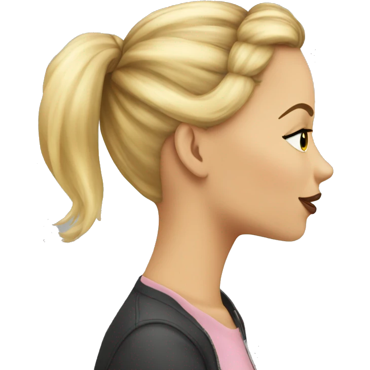 Girl with bun kissing blonde emoji