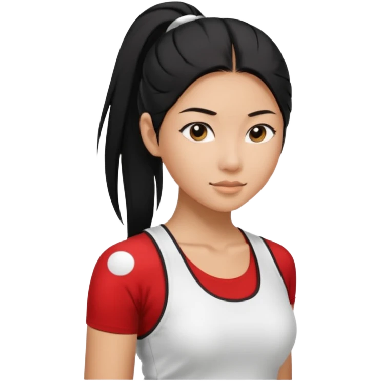 asin girl with black long slick backed hair into tight ponytail  emoji