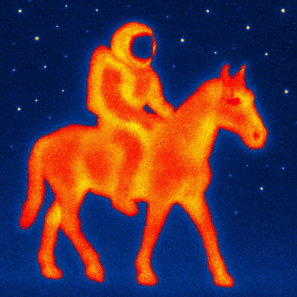 astronaut on horseback with stars in background emoji