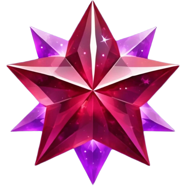 Dark Red jewel star with violet space dust inside emoji