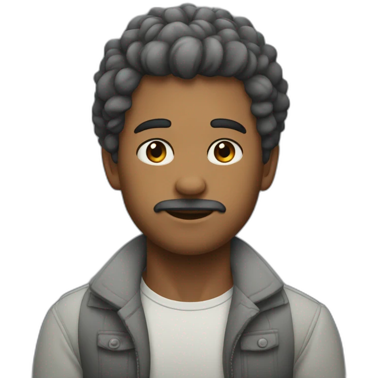 muchacho pelo gris sin barba ni bugote con un pastel emoji