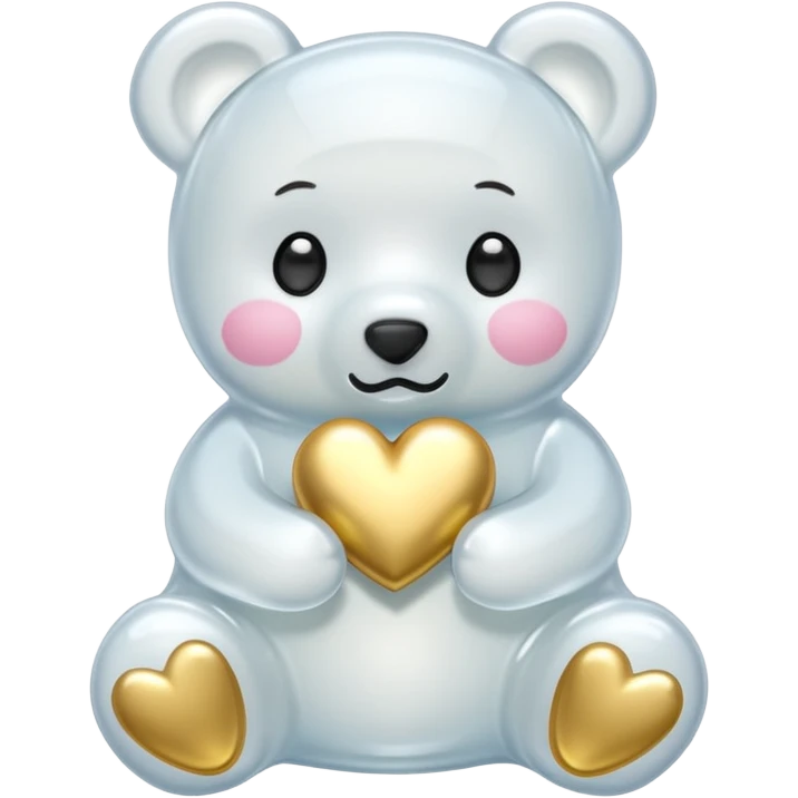 white gummy bear with gold heart kawaii  emoji