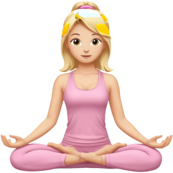 blonde yoga girl light pink clothes n emoji