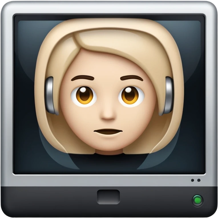Emoji-style character with a neutral techy face, looking at two floating browser windows, modern vector design, serious expression, dark mode theme, clean lines, futuristic feel — not cute, not silly emoji