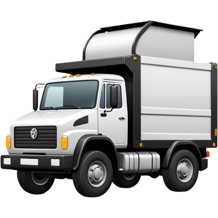 Camión volquete en 2d, en blanco y negro y descargando la carga emoji