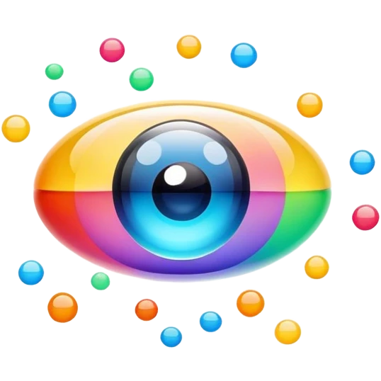 Floating AI Lens with Colored Dots emoji