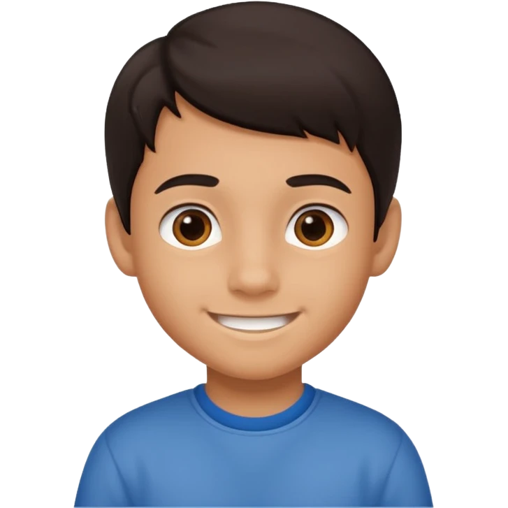 Little nice boy straight a student in desk dark hair tan skin with smile emoji