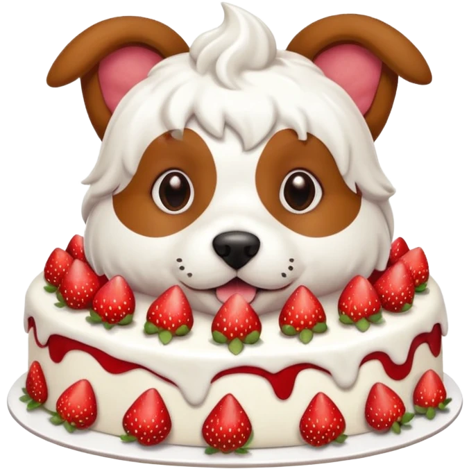 Un perrro comiendo pastel de fresa  emoji