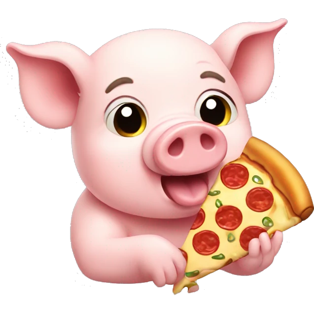 Cute pig eating pizza emoji