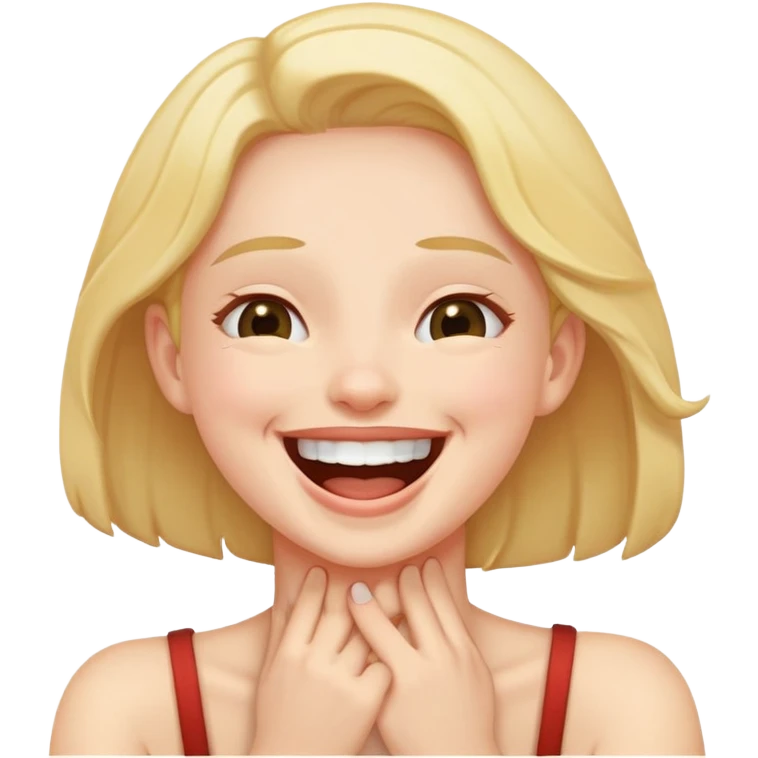 Person laughing while holding neck emoji