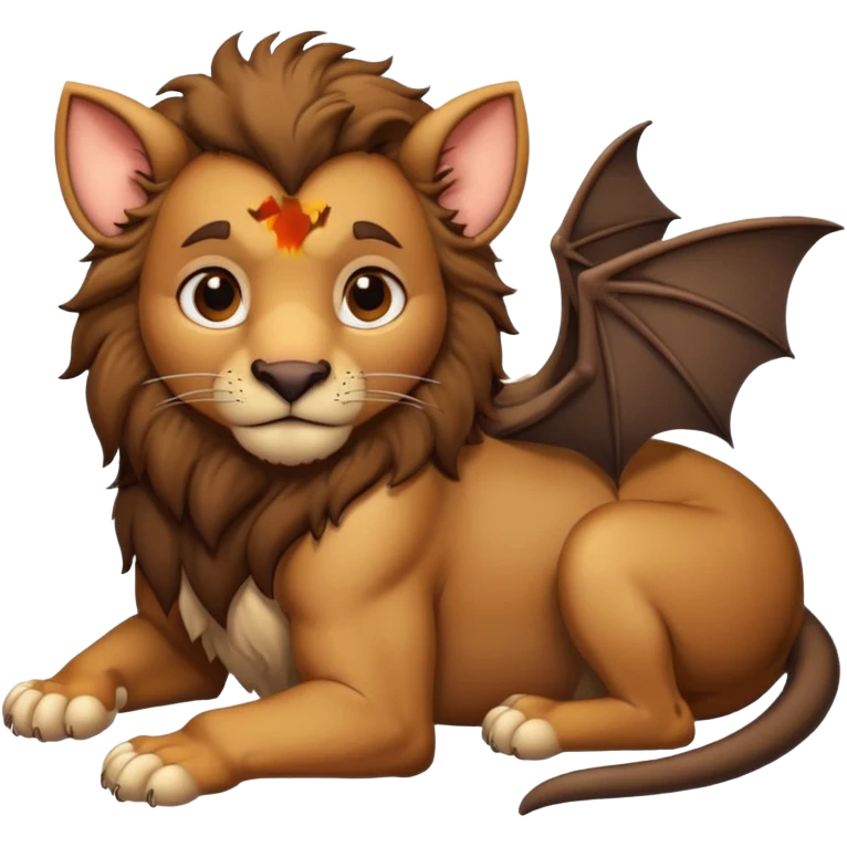 Bat chilling in lion’s stomach emoji