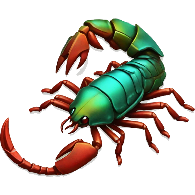 Black red gold green cyan rusty grunge scorpion with stinger emoji