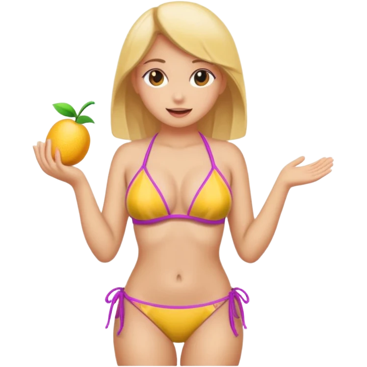 a girl wearing a bikini and showing her b00bs emoji