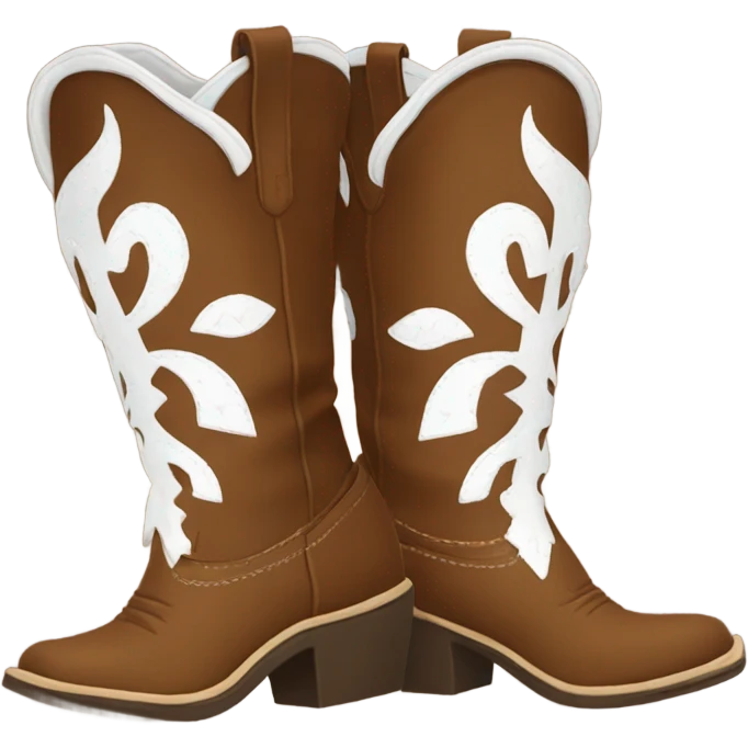 Brown cowgirl boots with white details  emoji