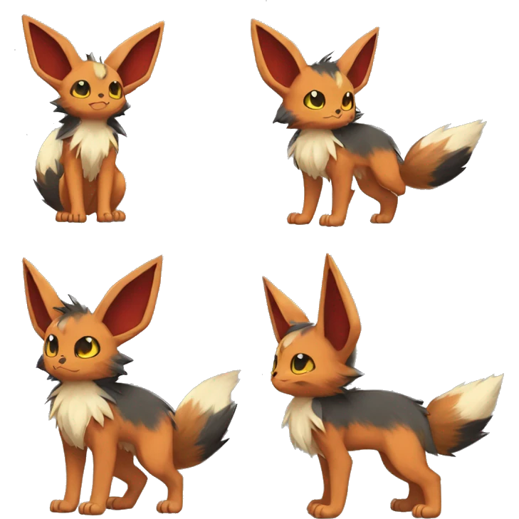 Eevee-Litten-Torracat-Rocruff-fusion-hybrid full body emoji