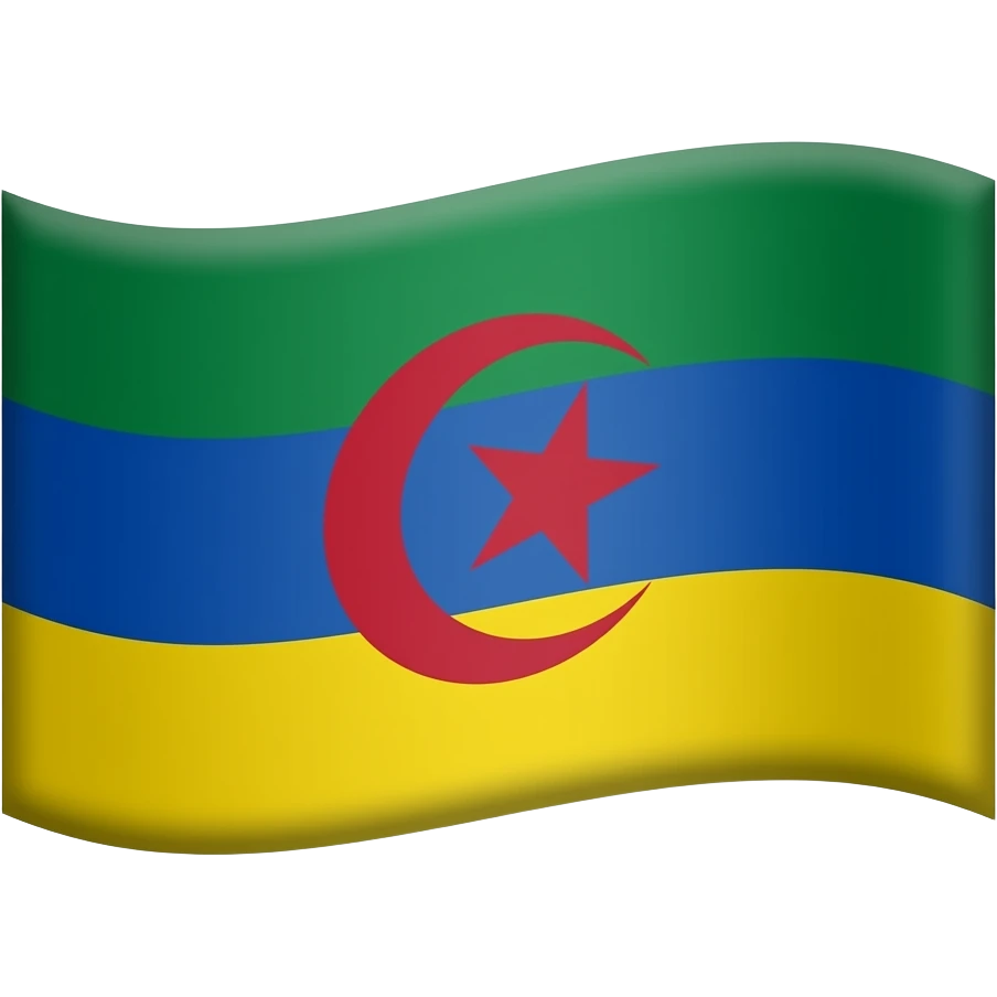 drapeau kabyle vert bleu jaune ⵣ en rouge emoji