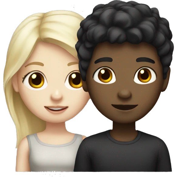 black hair boy with white skin and blonde hair girl with white skin  emoji