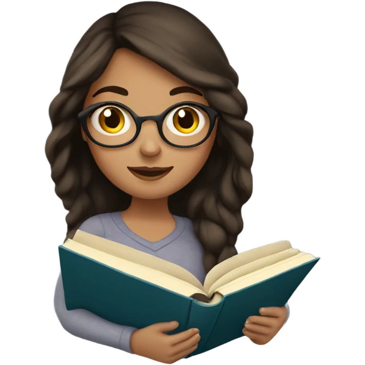 brunette girl reading a book emoji