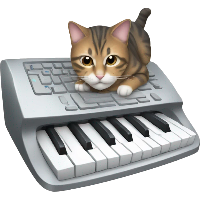 Computer with a cat laying on the key board  emoji