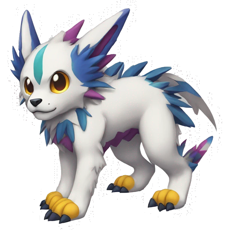 cute cool edgy Digimon-Fakemon-animal with colorful markings full body emoji
