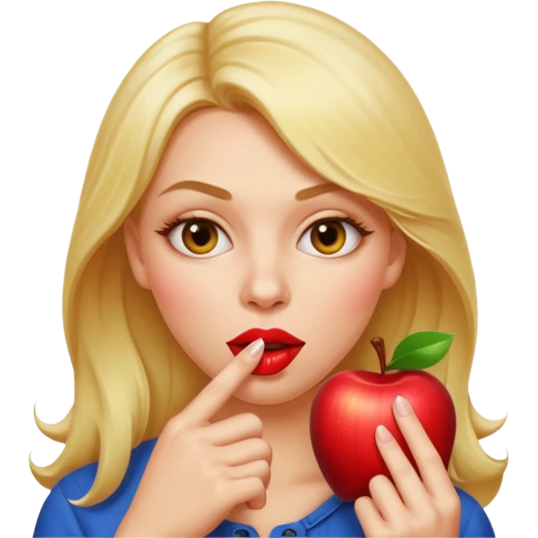 woman biting finger coquettishly, lips highlighted, Apple emoji style emoji