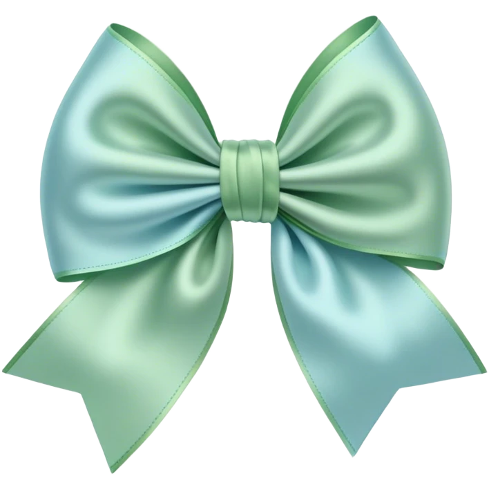 pastel blue and green silk bow emoji