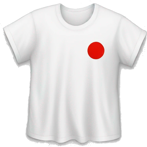white t-shirt with red spot emoji