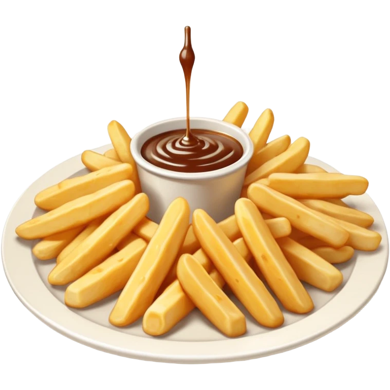 white cheese curds with gravy on fries in a white plate emoji