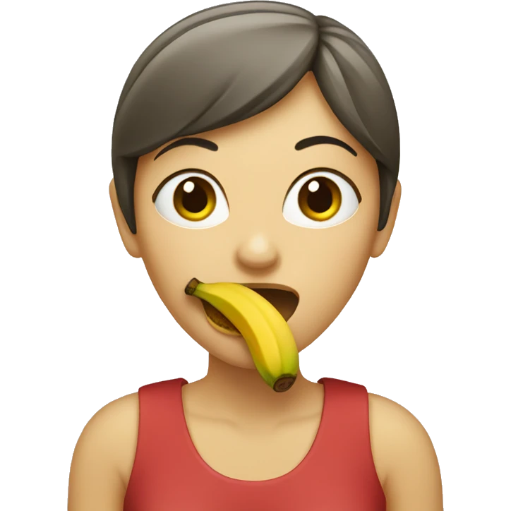 A woman eating banana emoji