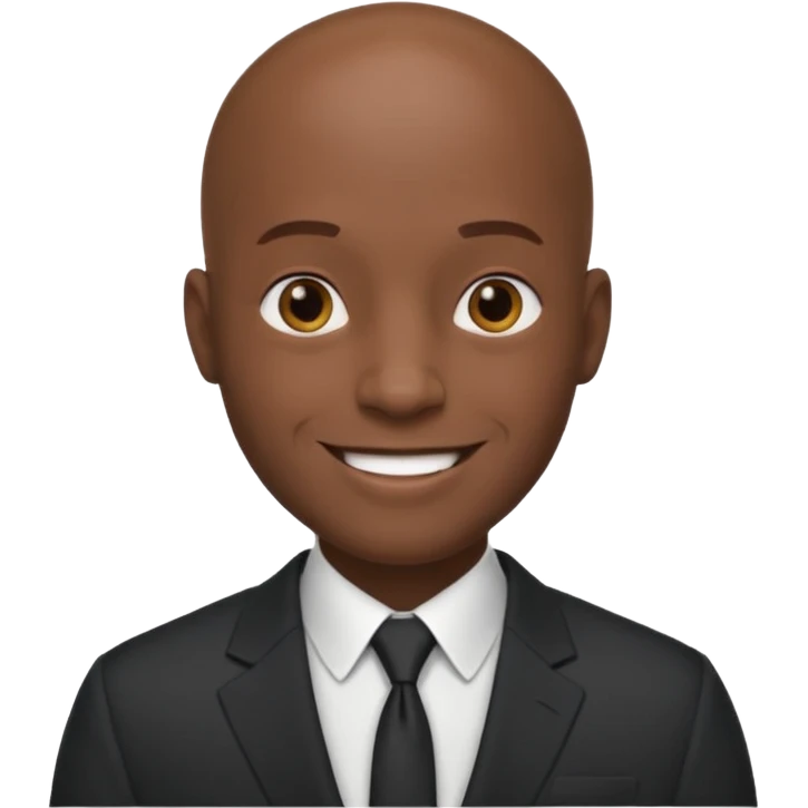 Black man, bald, in a suit emoji