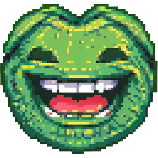 green happy emoji face showing teeth emoji